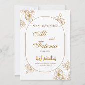 White Gold Floral Minimalistisch Elegante Moderne  Einladung (Rückseite)