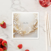 White Gold Floral Napkins Serviette (Beispiel)