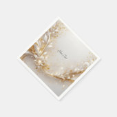 White Gold Floral Napkins Serviette (Ecke)