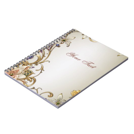 White Gold Floral Notebook Notizblock (Linke Seite)
