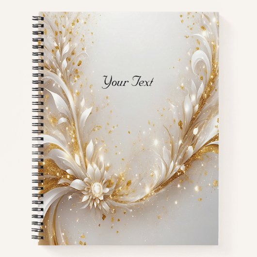 White Gold Floral Notebook Notizblock (Vorderseite)