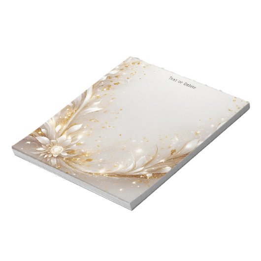 White Gold Floral Notepad Notizblock (Rotiert)