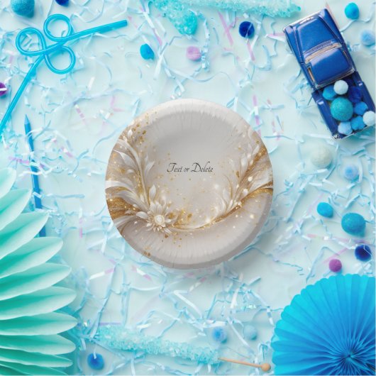 White Gold Floral Pappteller (Party)