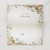 White Gold Floral Platzkarte (Außenseite Aufgefaltet)
