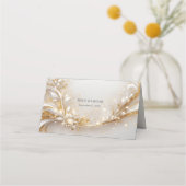 White Gold Floral Platzkarte (Rückseite)