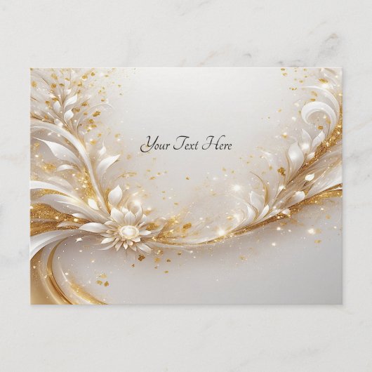 White Gold Floral Postcard Postkarte (Vorderseite)
