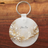 White Gold Floral Schlüsselanhänger (Rückseite)