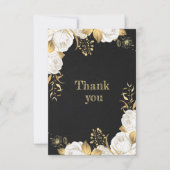 White gold floral schwarz Danke Karte (Vorderseite)