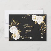 White gold floral schwarz Danke Karte (Vorderseite)