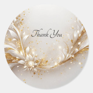 White Gold Floral Siegel Hochzeitsticker Runder Aufkleber