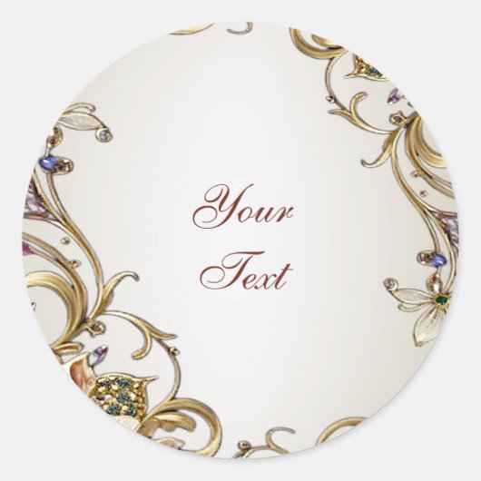 White Gold Floral Sticker (Vorderseite)