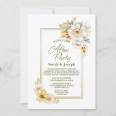 White Gold Floral Wedding After Party Einladung (Vorderseite)