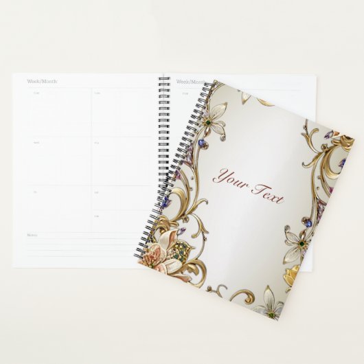 White Gold Floral Wedding Planner Planer (Anzeige)