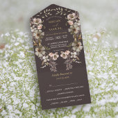 White Gold Floral Wreath Foto Template Hochzeit All In One Einladung