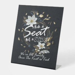 White Gold Floral Wreath Open Seetage Hochzeitszei Sockelschild