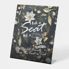 White Gold Floral Wreath Open Seetage Hochzeitszei Sockelschild