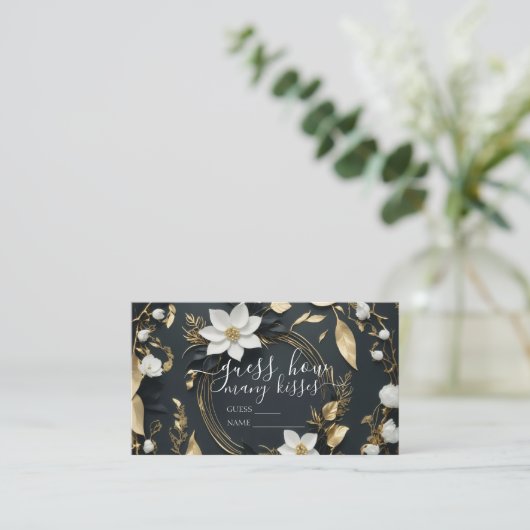 White Gold Floral Wreath Wedding Brautparty Begleitkarte (Stehend Vorderseite)