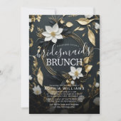 White Gold Floral Wreath Wedding Bridesmaid Brunch Einladung (Vorderseite)