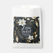 White Gold Floral Wreath Wedding Liebe Dank Gesche Geschenktütchen (Vorderseite)
