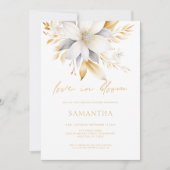 White Gold Florals Liebe in Bloom Brautparty Einladung (Vorderseite)