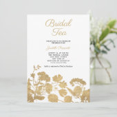 White gold flower bridal tea party Bridal Shower Einladung (Stehend Vorderseite)