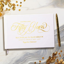 White Gold Foil 50. Hochzeitstag Gästebuch
