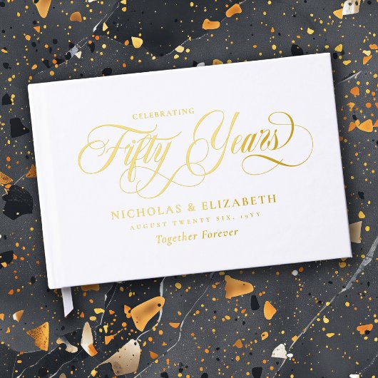 White Gold Foil 50. Hochzeitstag Gästebuch