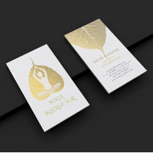 White & Gold Foil Bodhi Leaf Yoga Meditation Pose