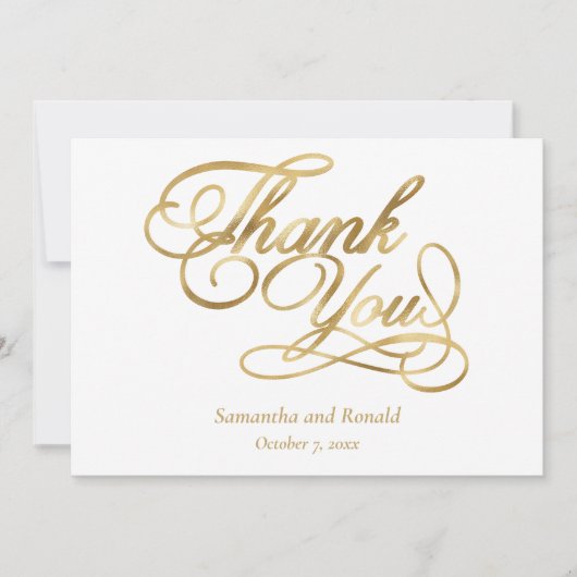 White Gold Foil Calligraphy Formal Thank You Card Dankeskarte (Vorderseite)