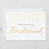 White & Gold Foil Confetti Dots BRIDESMAID CARD Einladung (Vorderseite)