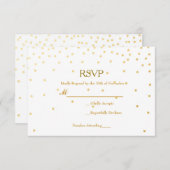White & Gold Foil Confetti Dots Wedding RSVP Card (Vorne/Hinten)