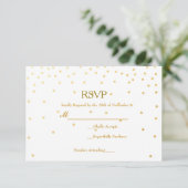 White & Gold Foil Confetti Dots Wedding RSVP Card Karte (Stehend Vorderseite)