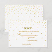 White & Gold Foil Confetti Dots Wedding RSVP Card Karte (Vorne/Hinten)