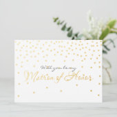 White Gold Foil Confetti MATRON OF EONOR Card Einladung (Stehend Vorderseite)
