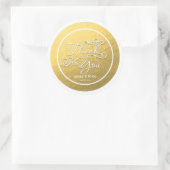 White & Gold Foil DANK IHNEN Hochzeitsaufkleber ti Runder Aufkleber (Tasche)