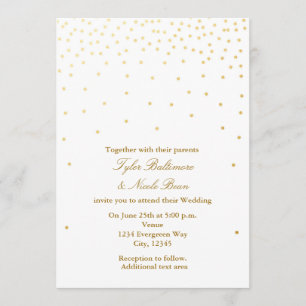 White & Gold Foil Dots Moderne Hochzeitsreise Einladung