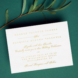 White Gold Foil Formal Calligraphy Elegante Weddin Folieneinladung