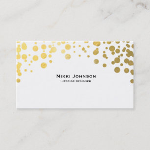 White Gold Foil Glam Confetti Dots Business Card Visitenkarte