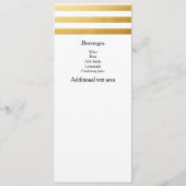White & Gold Foil Streifen Elegantes Hochzeitsmenü Menükarte (Rückseite)