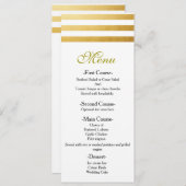 White & Gold Foil Streifen Elegantes Hochzeitsmenü Menükarte (Vorne/Hinten)
