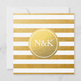 White & Gold Foil Stripe Hochzeitseinladung Einladung