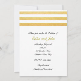 White & Gold Foil Striped Chic Hochzeitseinladung Einladung