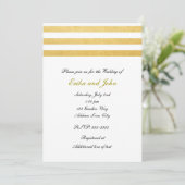 White & Gold Foil Striped Chic Hochzeitseinladung Einladung (Stehend Vorderseite)