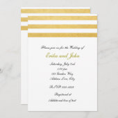 White & Gold Foil Striped Chic Hochzeitseinladung Einladung (Vorne/Hinten)