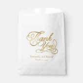 White & Gold Foil Thank You Calligraphy Wedding Geschenktütchen (Vorderseite)