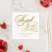 White & Gold Foil Thank You Calligraphy Wedding Serviette (Beispiel)