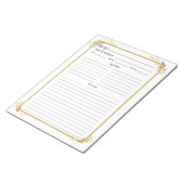 White Gold Foliage Rezept Binder Notepad Notizblock (angewinkelt)