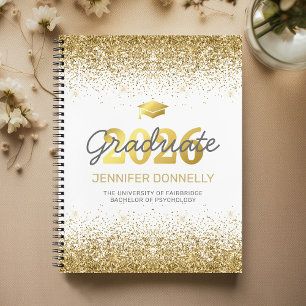 White & Gold Foto Abschluss Gästebuch Notizblock