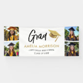 White Gold Foto Collage Graduate Abschluss Banner (Horizontal)