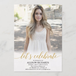 White Gold Foto Graduierung Party, Feiern wir Einladung